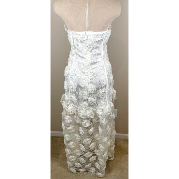 For Love & Lemons Cyrus Rosette Lace Floral Strapless White Maxi Gown Size Small - Picture 9 of 11